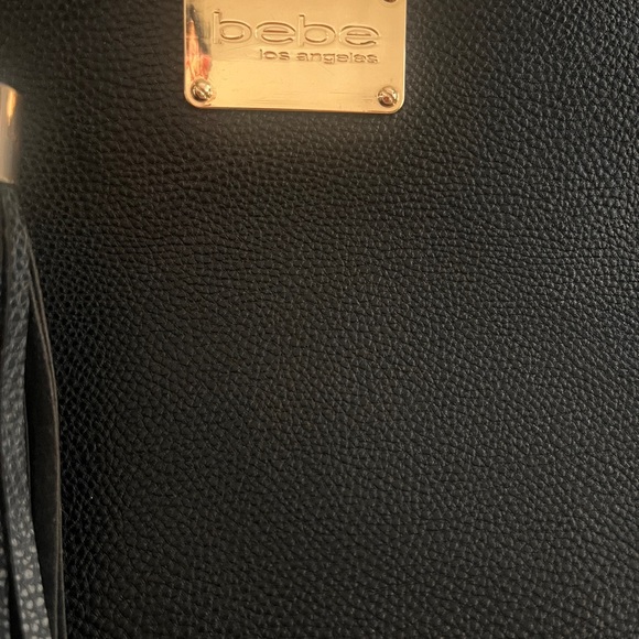 Bebe Los Ángeles Leather handbag, Purse, Black Gold Hooks, tassels Adjustable - Picture 6 of 16